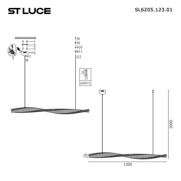 SL6205.123.01 Светильник подвесной ST-Luce Хром/Прозрачный LED 1*25W 4000K ELICA