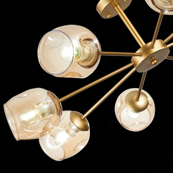 SLE155412-08 Светильник потолочный Золотистый/Янтарный E27 8*60W PALLO