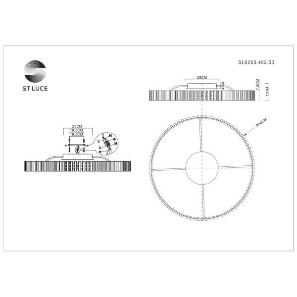 SL6203.402.50 Люстра потолочная ST-Luce Черный/Белый LED 1*50W 3000K ESTENSE