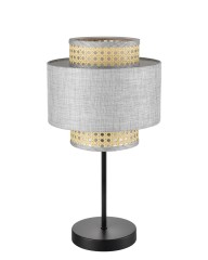 8043/1T MODERNI LN25 266 черный/серый/бежевый, металл/текстиль/ротанг Настольная лампа Е27 1*60W 220V LAUNA