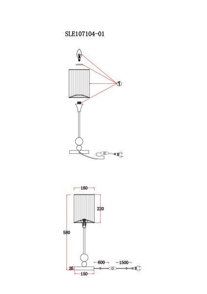 SLE107104-01 Прикроватная лампа Хром/Серебристый E14 1*40W PAZIONE
