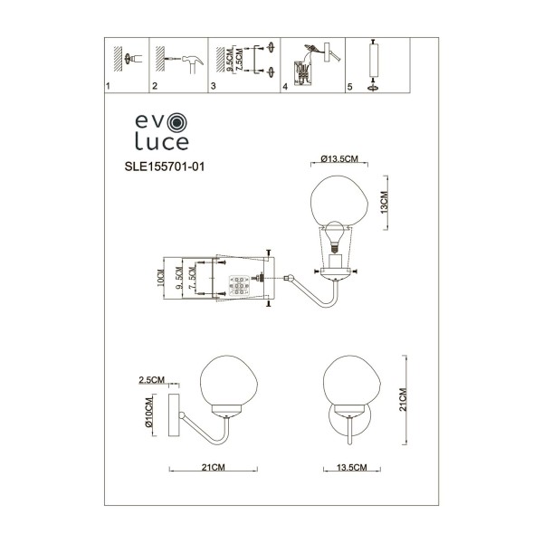 SLE155701-01 Светильник настенный Золотистый/Янтарный E14 1*40W MORE