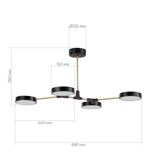 SLE6004-402-04 Светильник потолочный Черный, Латунь/Черный LED 4*10W MONTA