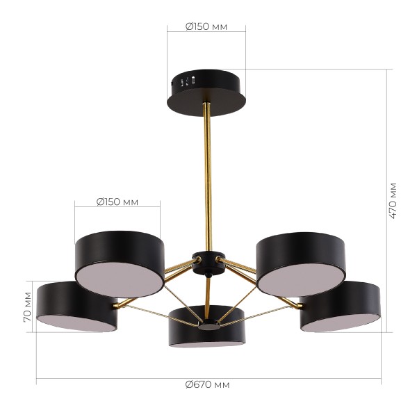 SLE6005-402-05 Светильник потолочный Черный, Золотистый/Черный LED 5*10W VALLE