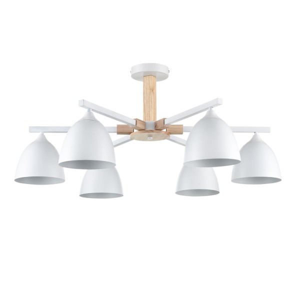 8095/6C MODERNI LN25 268 белый/белый металл, дерево/металл Люстра потолочная Е27 6*60W 220V COLANGE