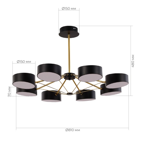 SLE6005-402-08 Светильник потолочный Черный, Золотистый/Черный LED 8*10W VALLE
