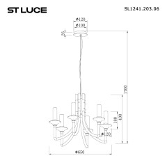 SL1241.203.06 Люстра подвесная ST-Luce Золотистый/Белый E14 6*40W VETRANO