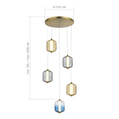 SL1193.303.05 Светильник подвесной ST-Luce Латунь/Янтарный,Дымчатый,Голубой LED 5*10W 3000K SUMMER