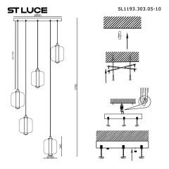 SL1193.303.05 Светильник подвесной ST-Luce Латунь/Янтарный,Дымчатый,Голубой LED 5*10W 3000K SUMMER