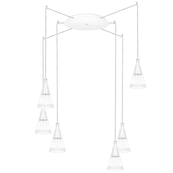 757066 Люстра CONE 6х40W GU10 БЕЛЫЙ МАТОВ/ПРОЗРАЧНО-МАТОВЫЙ