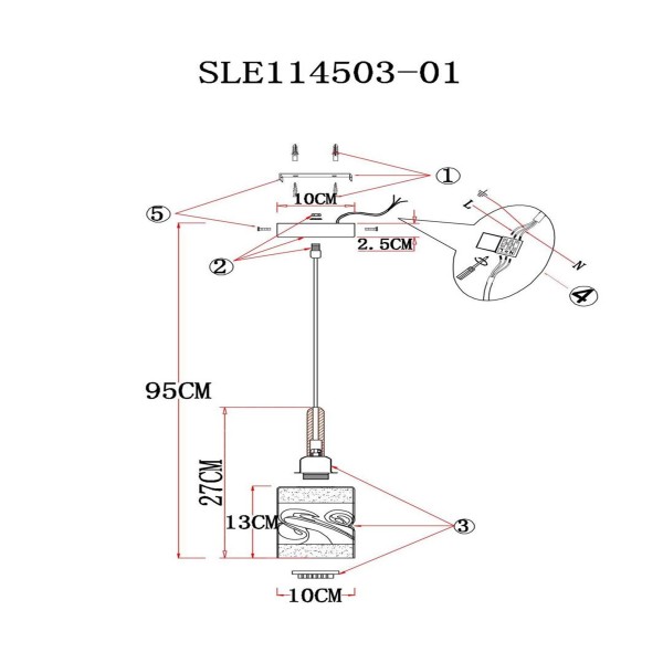 SLE114503-01 Подвес Белый, Светлое дерево/Белый, Прозрачный E27 1*60W ABIRITTO