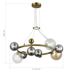 SL1515.303.08 Светильник подвесной ST-Luce Латунь/Янтарный,Дымчатый,Прозрачный G9 8*5W 4000K SPHERE