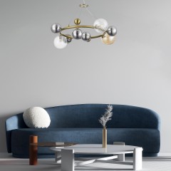 SL1515.303.08 Светильник подвесной ST-Luce Латунь/Янтарный,Дымчатый,Прозрачный G9 8*5W 4000K SPHERE