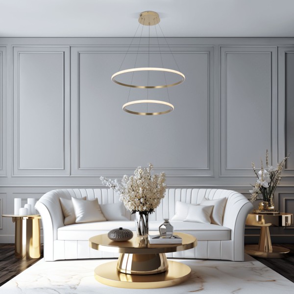 Подвесной светодиодный светильник с пультом управления 90264/2 латунь