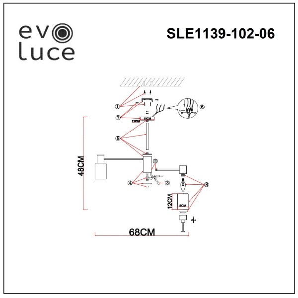 SLE1139-102-06 Светильник потолочный Хром/Белый E14 6*60W GESSI