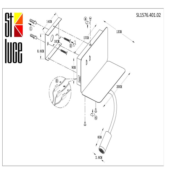 SL1576.401.02 Светильник настенный ST-Luce Черный/Черный LED 2*3W 4000K Настенные светильники