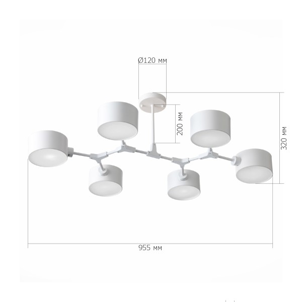SLE183502-06 Светильник потолочный Белый/Белый E14 6*60W GIMENTO