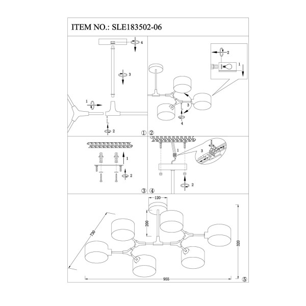 SLE183502-06 Светильник потолочный Белый/Белый E14 6*60W GIMENTO