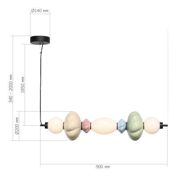 SL6134.443.01 Светильник подвесной ST-Luce черный/зеленый, розовый, желтый, синий, опаловый LED 1*24 FLORENTINI