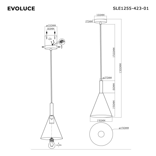 SLE1255-423-01 Светильник подвесной Черный/Серый E27 1*40W ARKET