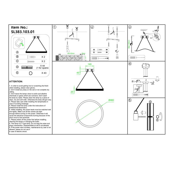 SL383.103.01 Светильник подвесной ST-Luce Хром/Хром, Прозрачный LED 1*34W 3000K CHERIO