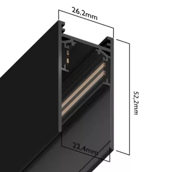 Шинопровод магнитный MAGNETIC S20 48V 4TRA BLACK 2000x26,2x52,2mm