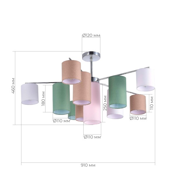 SLE300602-11 Светильник потолочный Хром/Белый, Бежевый, Зеленый E14 11*40W ESSENZA