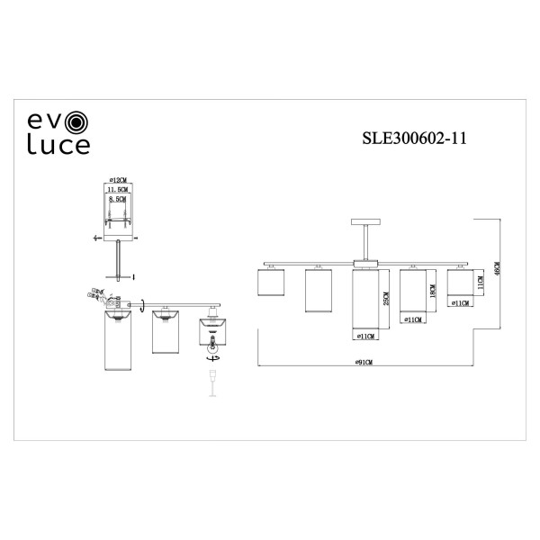 SLE300602-11 Светильник потолочный Хром/Белый, Бежевый, Зеленый E14 11*40W ESSENZA
