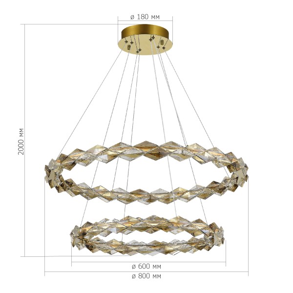SL6009.203.02 Люстра подвесная ST-Luce Золотистый/Прозрачный,Янтарный LED 1*45W 3000K DIAMANTA