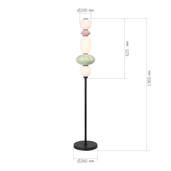 SL6134.405.01 Светильник напольный ST-Luce черный/розовый, зелёный, опаловый LED 1*20W 3000K FLORENTINI