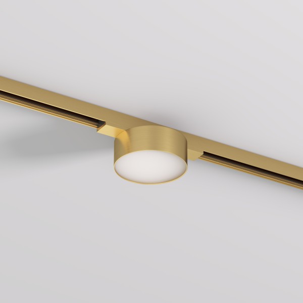 DK5761-SB Светильник для трека SHINE FLOW со светодиодом, D74*H28, 48V DC, 6W, RA?90, 3000K, IP20, сатинированная латунь, алюминий