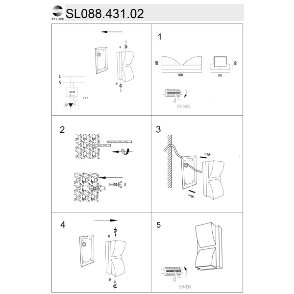 SL088.431.02 Светильник уличный настенный ST-Luce Черный кварцевый LED 2*7W 4000K DEALE