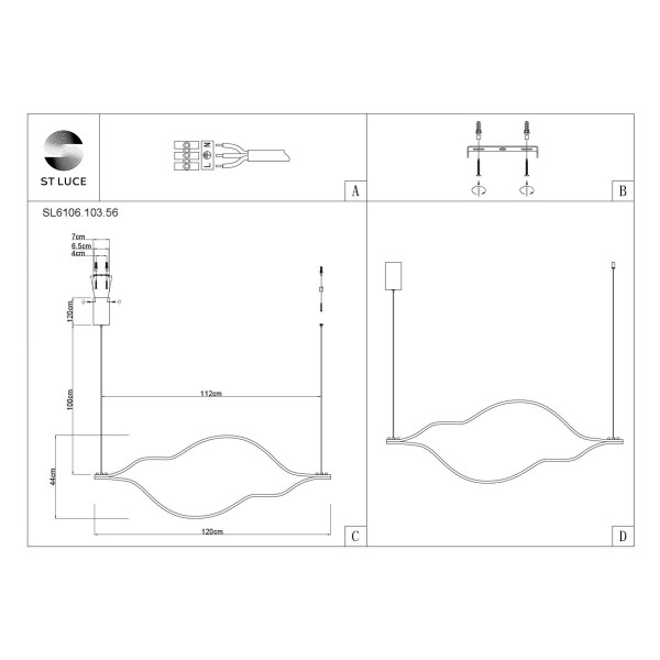 SL6106.103.56 Светильник подвесной ST-Luce Никель/Белый LED 1*56W 4000K CORTILE