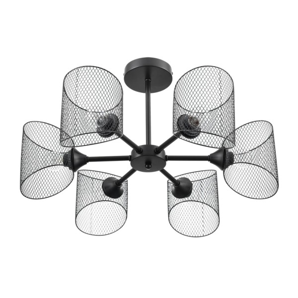 8238/6C COUNTY LN25 258 черный металл Люстра потолочная Е27 6*60W 220V TIDINA