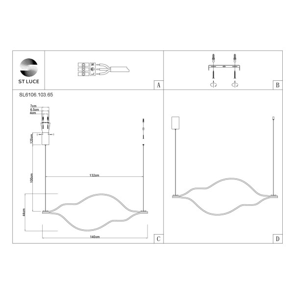 SL6106.103.65 Светильник подвесной ST-Luce Никель/Белый LED 1*65W 4000K CORTILE