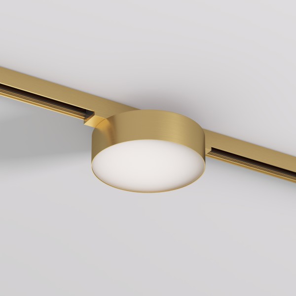 DK5762-SB Светильник для трека SHINE FLOW со светодиодом, D95*H28, 48V DC, 8W, RA?90, 3000K, IP20, сатинированная латунь, алюминий