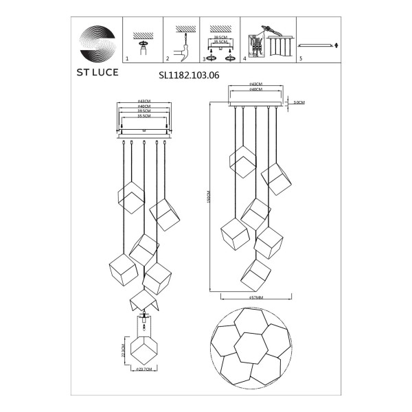 SL1182.203.06 Светильник подвесной ST-Luce Золотистый/Прозрачный, Золотистый G9 6*5W RIELLO