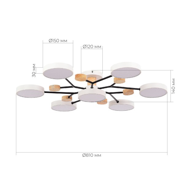 SLE6006-502-07 Светильник потолочный Белый/Белый LED 7*12W 3000K/4500K/6000K FAEMA