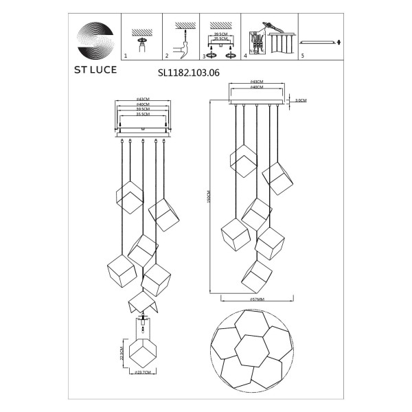 SL1182.103.06 Светильник подвесной ST-Luce Хром/Прозрачный, Хром G9 6*5W RIELLO