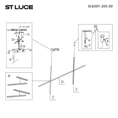 SL6207.203.50 Светильник подвесной ST-Luce Матовое золото LED 1*50W 3000K RETICO