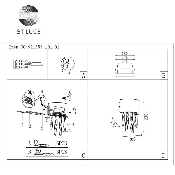 SL1353.101.01 Бра ST-Luce Хром/Белый E14 1*60W NETTUNO