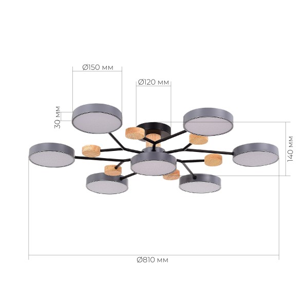 SLE6006-702-07 Светильник потолочный Серый/Серый LED 7*12W 3000K/4500K/6000K FAEMA