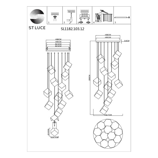 SL1182.103.12 Светильник подвесной ST-Luce Хром/Прозрачный, Хром G9 12*5W RIELLO