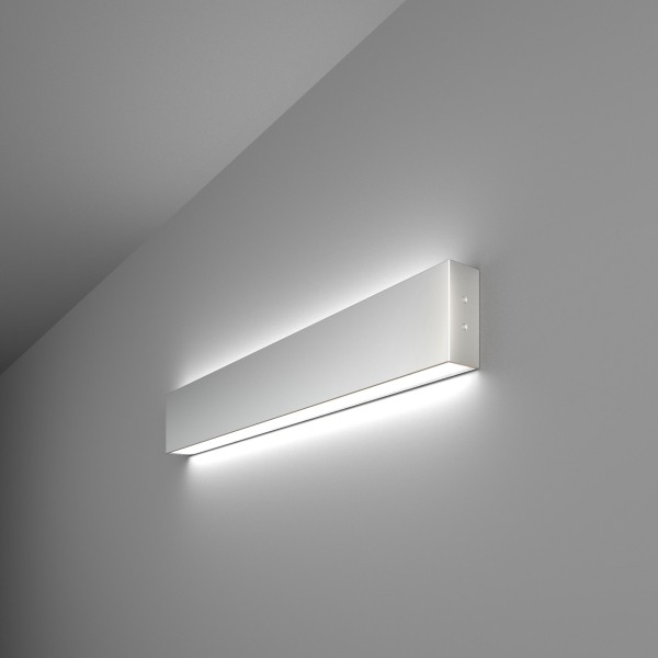 Линейный светодиодный накладной двусторонний светильник 53см 20Вт 6500К серебряный 101-100-40-53