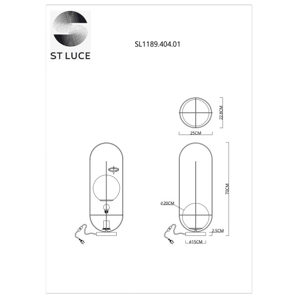 SL1189.404.01 Настольная лампа ST-Luce Черный/Опал E27 1*60W BEATA