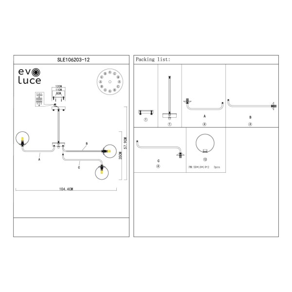 SLE106203-12 Светильник подвесной ST-Luce Золотистый/Белый G9 LED 12*5W REDJINO