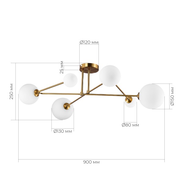 SLE2211-302-06 Светильник потолочный Латунь/Белый G9 LED 6*5W FANTINI