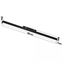 Трековый магнитный светильник LINER MAGNETIC S20 48V 20W 120° 4000K CRI90 OSRAM | Черный корпус L600mm