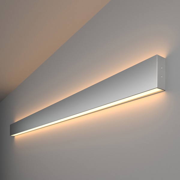 Линейный светодиодный накладной двусторонний светильник 128см 50Вт 3000К серебряный 101-100-40-128