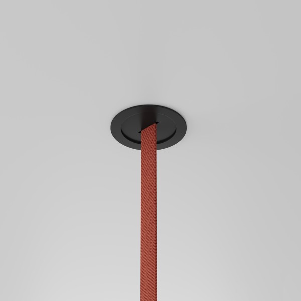 TR5513-BK Встраиваемое основание с возможностью подачи питания треку-ремню Belty, серия Base. Не вмещает блок питания. D100*H72мм, монтажный D90мм, IP20, черный, алюминий